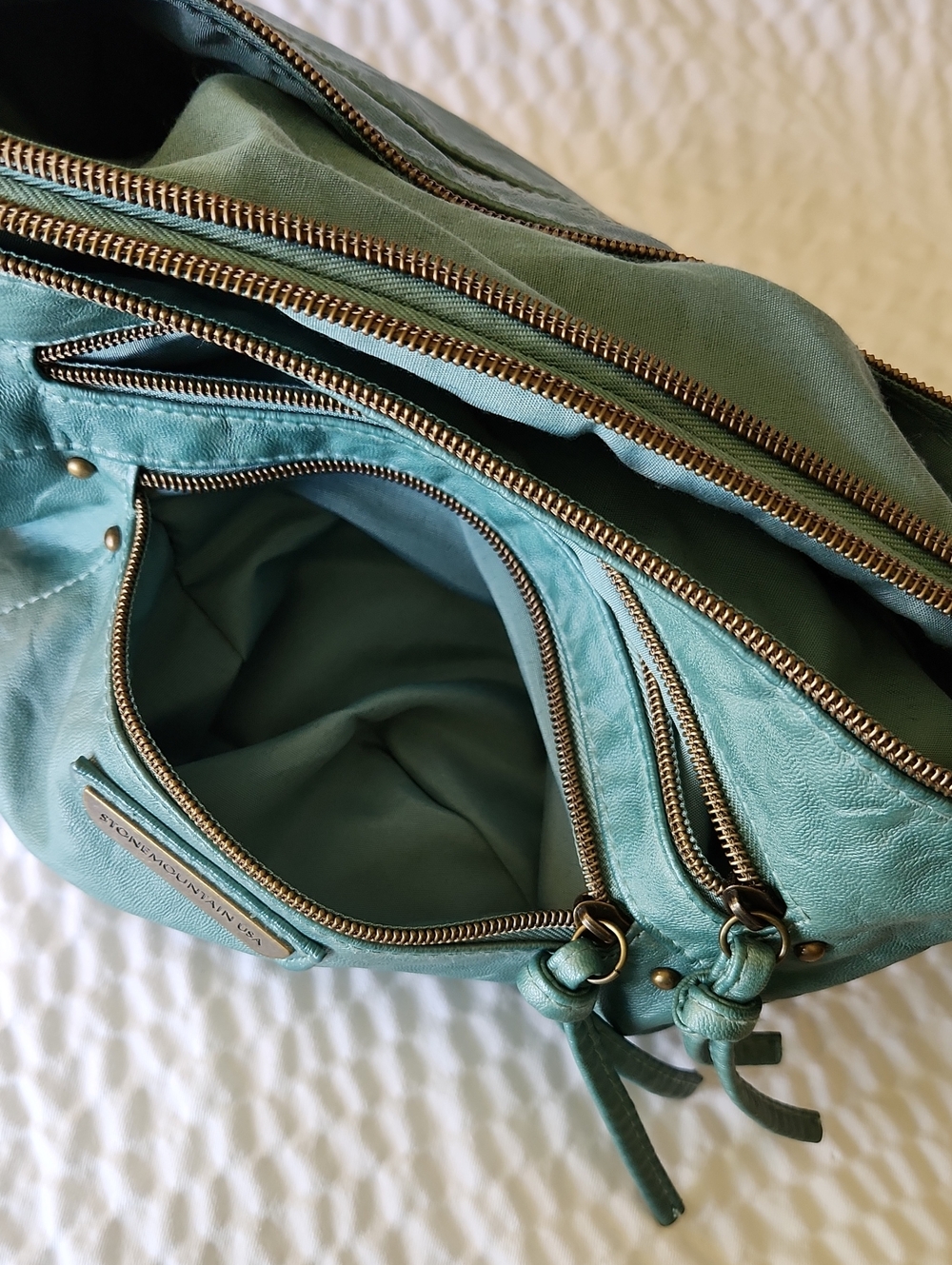 Stone Mountain Teal leather Crossbody Shoulder Bag - Picture 6 of 9